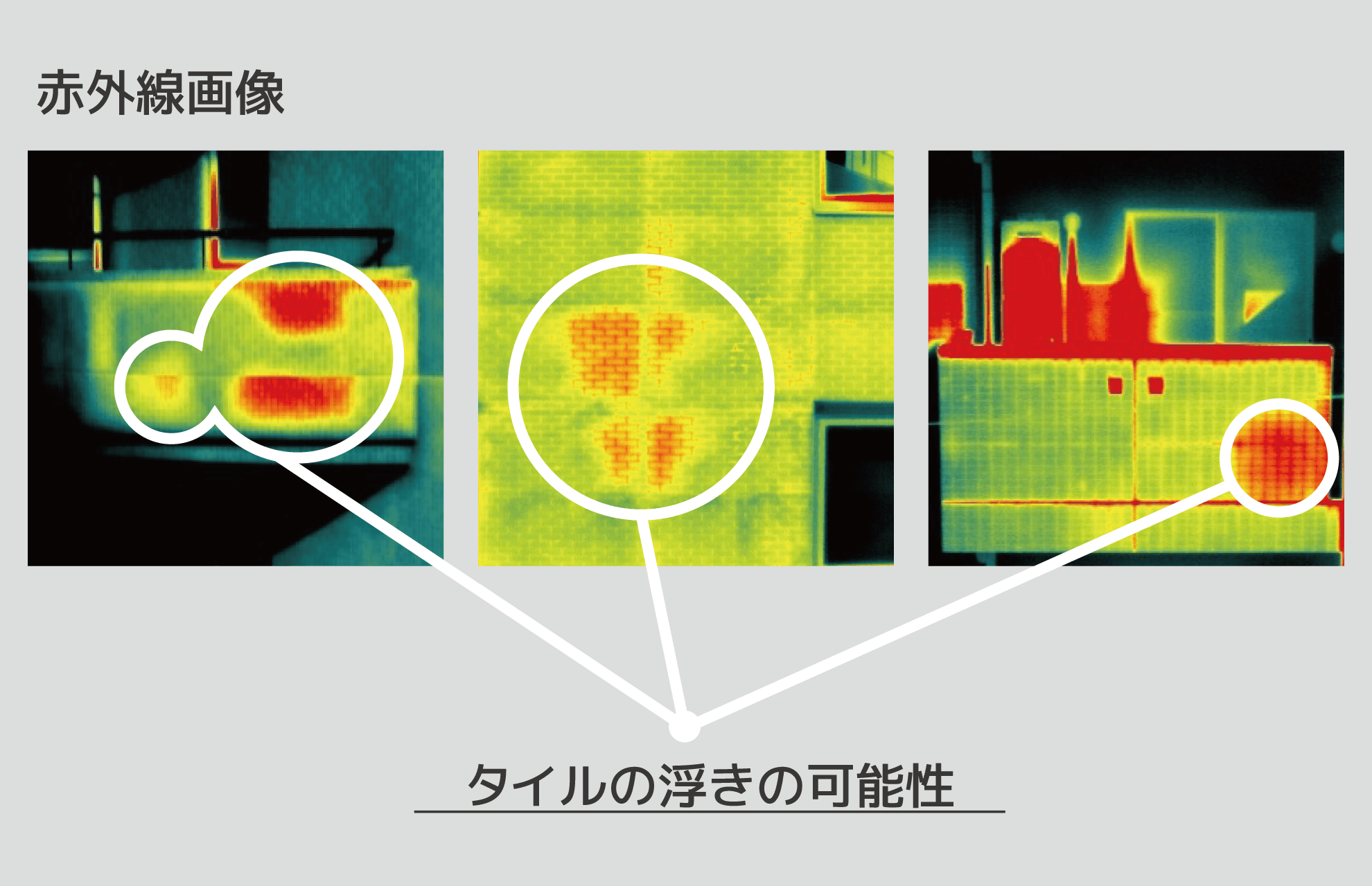 可視画像 × 赤外線画像 ─ タイルの浮き・剥離面の検出